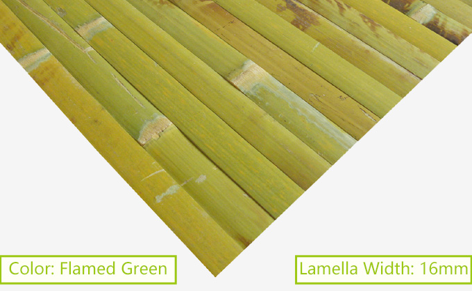Bamboo Mat Roll Slat Flamed Green Color