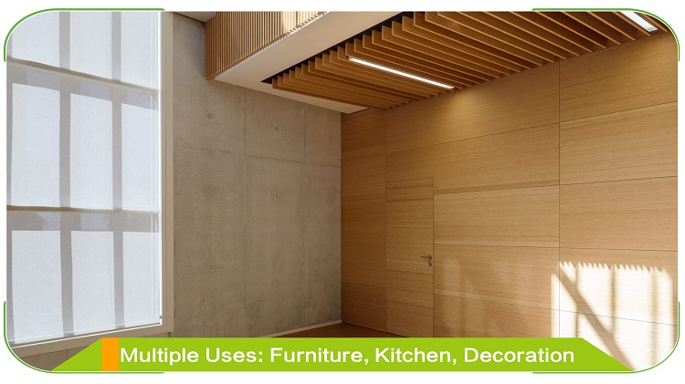 Horizontal Natural Bamboo Plywood High-End Dining Table Showcase