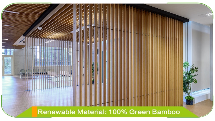 Horizontal Natural Bamboo Plywood Architectural Wall Cladding Project