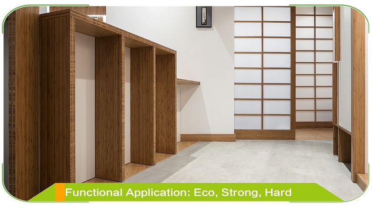 Vertical Caramel Bamboo Panel Modern Cabinet Facing Application