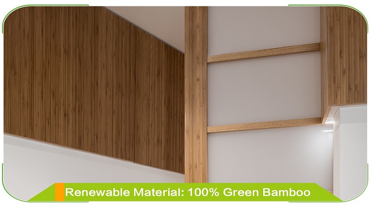 Vertical Caramel Bamboo Panel CNC Carving &amp; Millwork Display